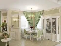 Kitchen living room in olive color design