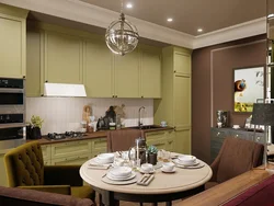 Kitchen living room in olive color design