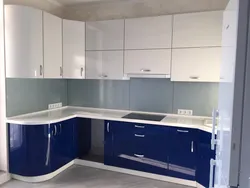 Kitchen blue top white bottom photo