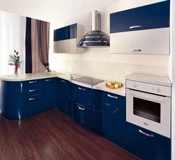 Kitchen blue top white bottom photo