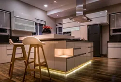 Floating kitchen with lighting photo