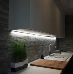 Floating kitchen with lighting photo