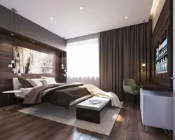 Bedroom interior with brown doors