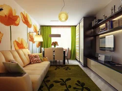 Living room design 13 sq m with balcony