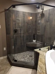 Bathroom With Shower Without Cabin Design Photo