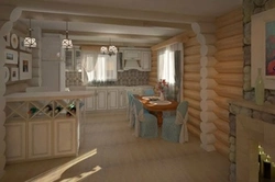 Kitchen design only in a log house