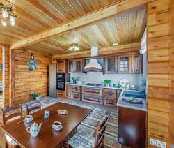 Kitchen design only in a log house