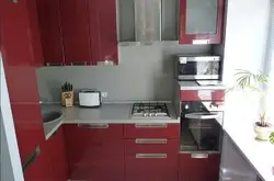 Small kitchens 5 sq m in Khrushchev photo with a refrigerator