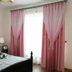Фото штор в спальню с цветами комбинированные