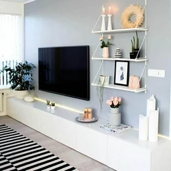 How to design shelves in the living room photo