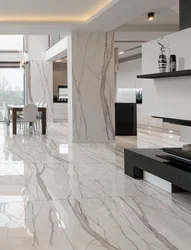 Marble floors in the living room interior