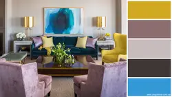 Сочетание цветов с лавандовым цветом в интерьере гостиной