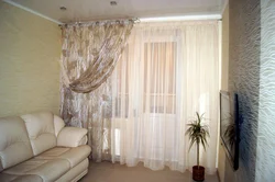Tulle curtains for the living room with a balcony photo