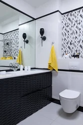 Белая ванна с черным полом фото