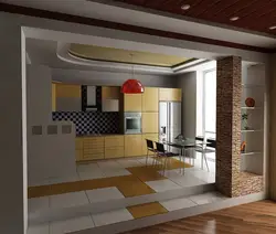 Зона кухни и гостиной в доме фото