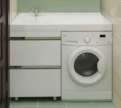 Hide the washing machine in the bathroom photo