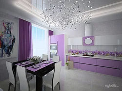 Purple wallpaper for kitchen photo