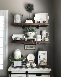 Shelves in the interior of the kitchen