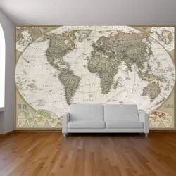 World Map In The Living Room Interior