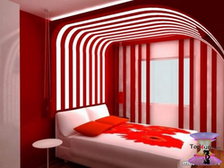 Интерьер спальни в красных то