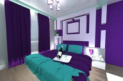 Combination Of Lilac Color With Other Colors In The Bedroom Interior
