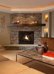 Living Room Design With Corner Fireplace