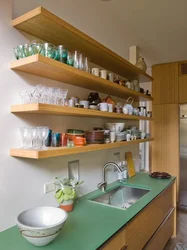 DIY kitchen shelves on the wall photo