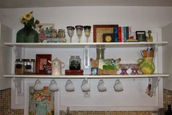 DIY kitchen shelves on the wall photo