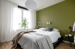 Bedroom design in olive tones