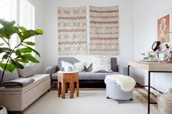 Linen in the living room interior photo