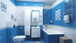 Ağ və mavi vanna otağı dizaynının fotoşəkili