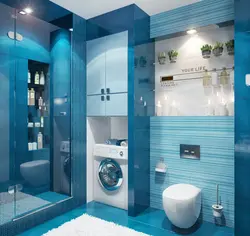 Photo of bathroom design white and blue
