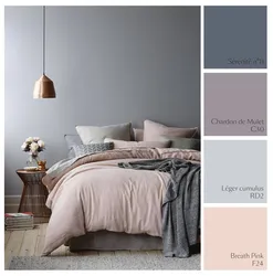 Dusty colors in the bedroom interior