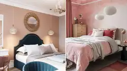 Пыльныя колеры ў інтэр'еры спальні