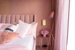 Dusty colors in the bedroom interior