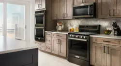 Kitchen with black appliances photo