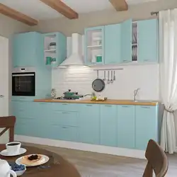 Blue Kitchen With Brown Photo