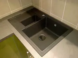 Square Sink In The Corner Of The Kitchen Photo