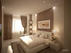 Interior of a small beige bedroom