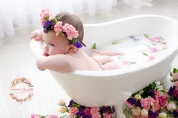 Baby photos in the bathroom