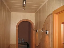 Decoration of hallway walls with MDF panels photo
