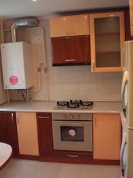 Photo of a kitchen in Khrushchev with a gas boiler