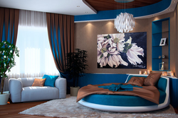 Blue-brown living room interior