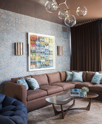 Blue-Brown Living Room Interior