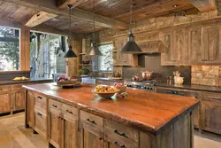 Country countertop in the kitchen interior photo