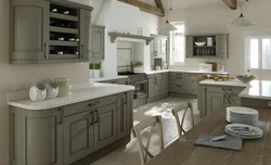 Country countertop in the kitchen interior photo