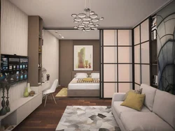 Zoning of a one-room apartment into a bedroom and living room, real photos