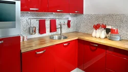 Kitchens in red photo for a small kitchen