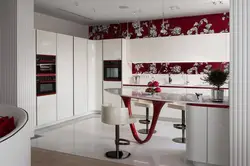 Wallpaper for a red kitchen in the interior