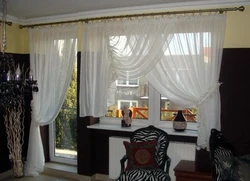 Дизайн тюли в гостиную с балконной дверью